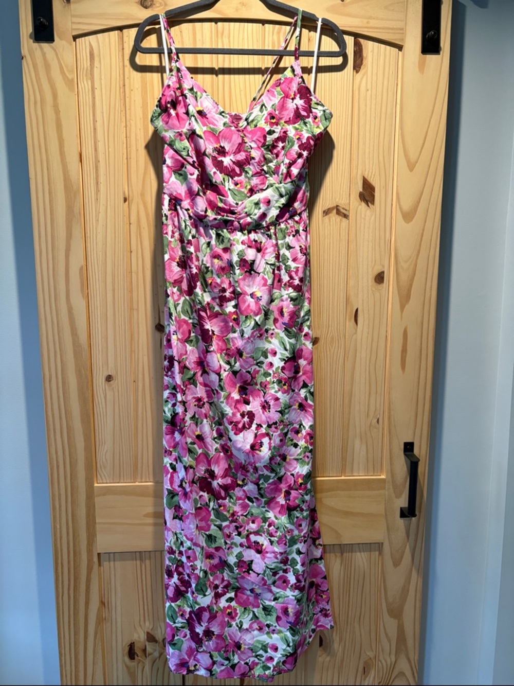 SHEIN Pink Floral Spaghetti-Strap Maxi Dress